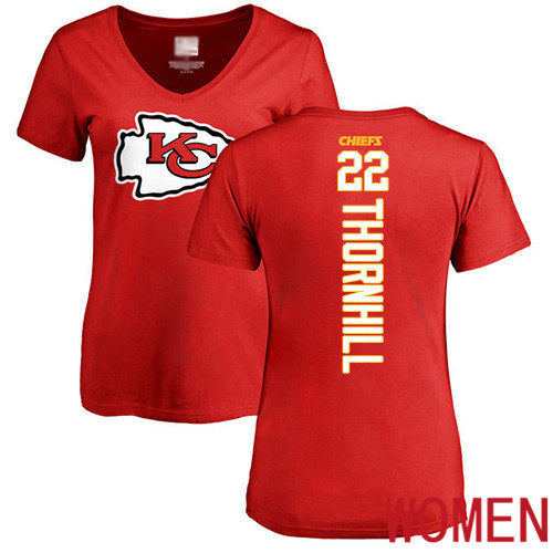 Women Football Kansas City Chiefs #22 Thornhill Juan Red Backer T-Shirt